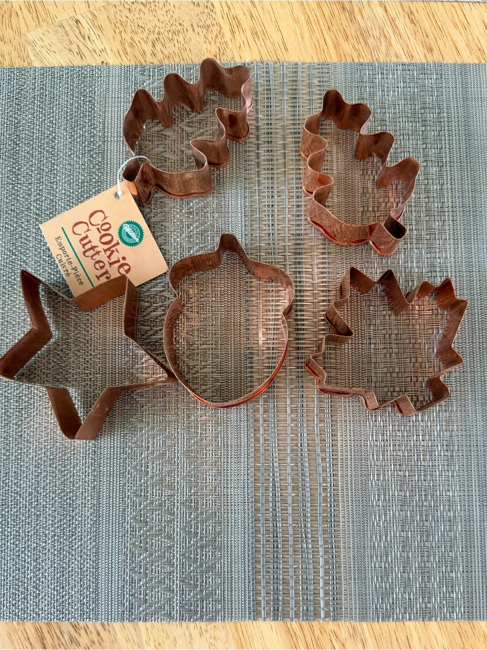 Vintage Wilton Copper Cookie Cutters Set of 5 - Oak, Maple, Acorn, Star